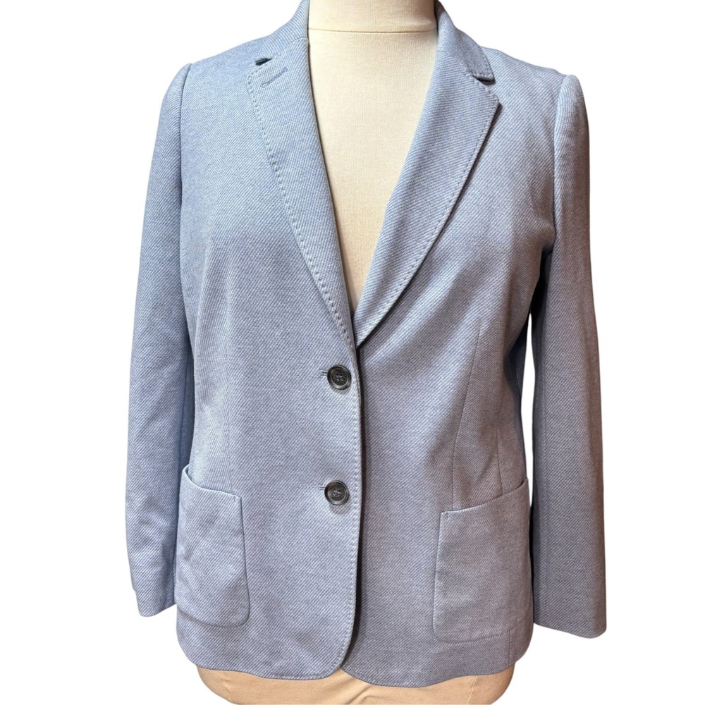 Talbots Aberdeen Knit Blazer Light Blue Heathered Twill Two Button Jacket P16